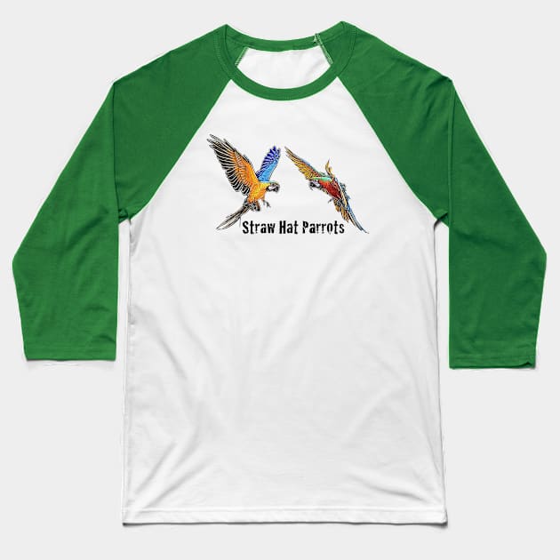 Straw Hat Parrots Luffy and Zoro: Color Baseball T-Shirt by Straw Hat Parrots